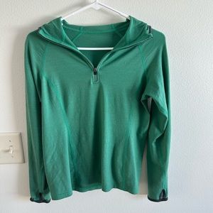IBEX Merino Wool 1/4 Zip Shirt Hoodie, Green